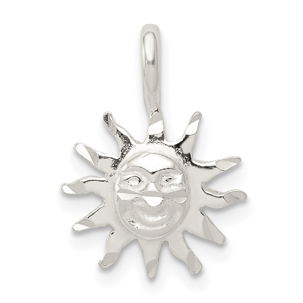 Sterling Silver Sun Charm, 20 x 12 mm