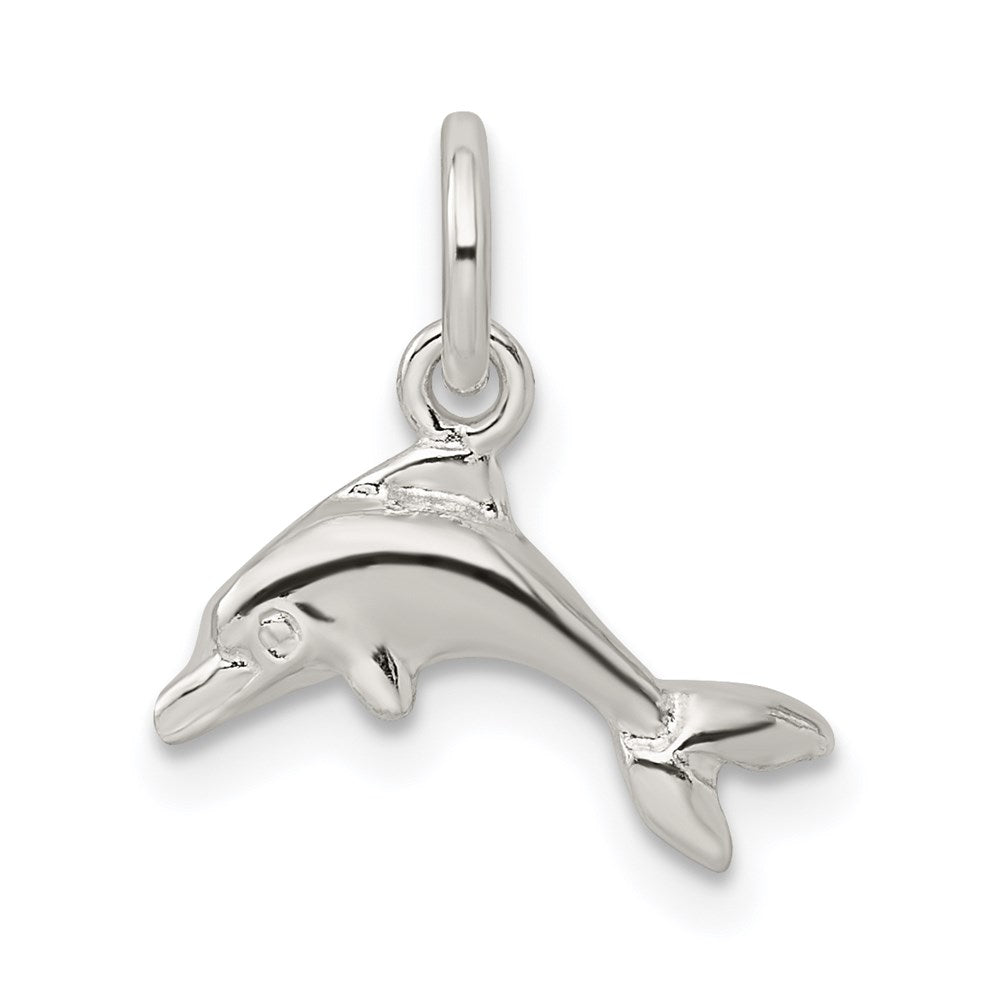 Sterling Silver Dolphin Charm, 17 x 16 mm