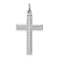 Sterling Silver Platinum-plated Cross Charm, 27 x 16 mm