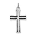 Sterling Silver Platinum-plated Enameled Latin Cross Charm, 25.5 x 16 mm