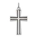 Sterling Silver Platinum-plated Enameled Latin Cross Charm, 32 x 20 mm
