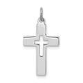 Sterling Silver Platinum-plated Cut-out Cross Charm, 22 x 15 mm