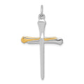 Sterling Silver Platinum-plated & Vermeil Nail Cross Pendant, 36 x 22 mm