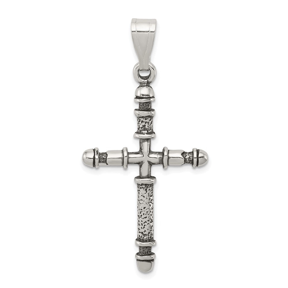 Sterling Silver Antiqued Cross Pendant, 49 x 24 mm