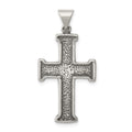 Sterling Silver Antiqued Cross Pendant, 35 x 18 mm