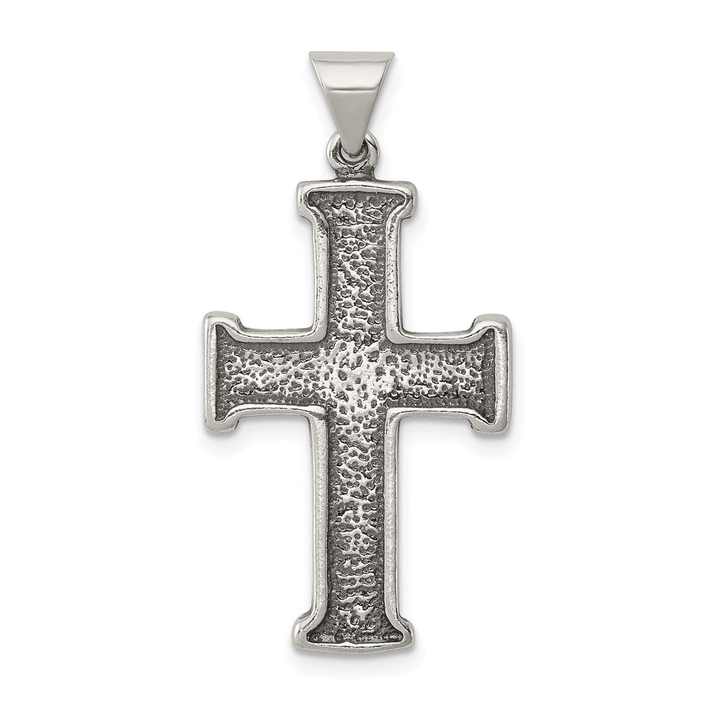 Sterling Silver Antiqued Cross Pendant, 35 x 18 mm