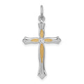 Sterling Silver Platinum-plated & Vermeil CZ Cross Pendant, 26 x 16 mm
