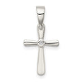 Sterling Silver CZ Cross Pendant, 21 x 11 mm