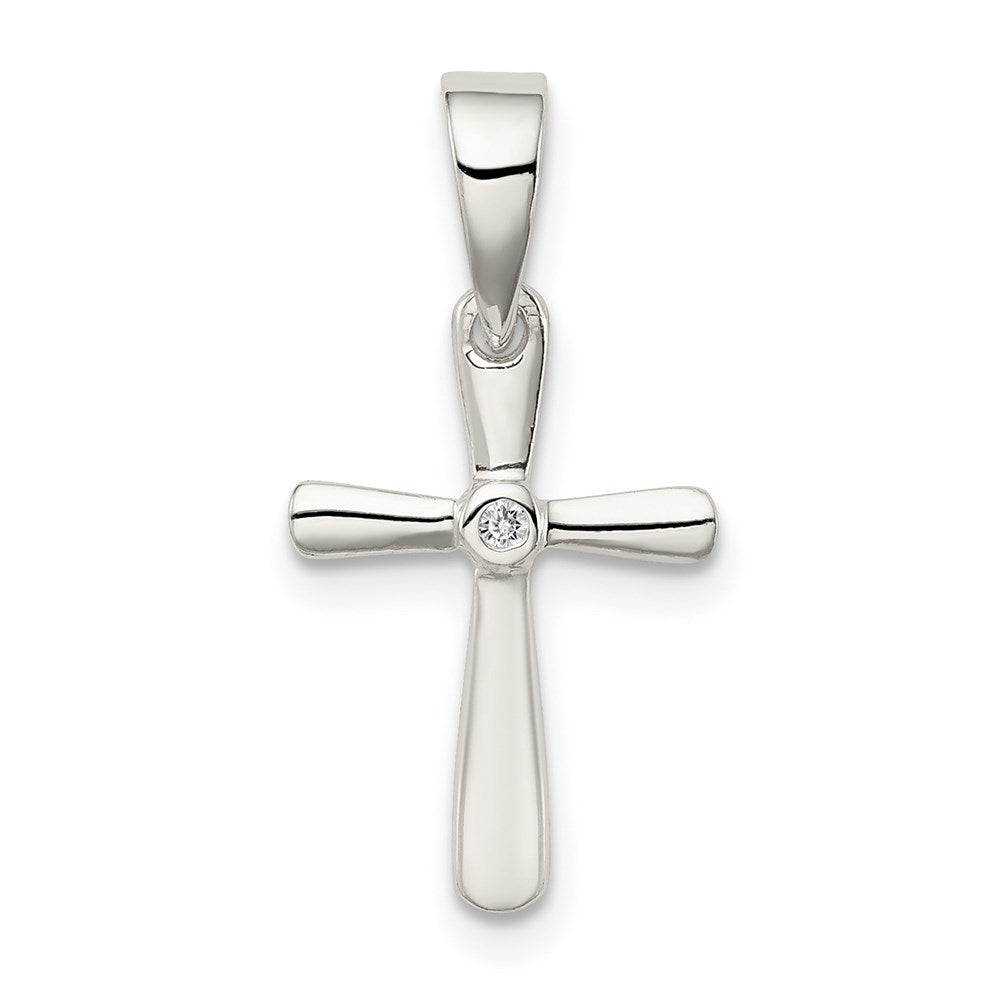 Sterling Silver CZ Cross Pendant, 21 x 11 mm