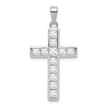 Sterling Silver Rhodium-plated CZ Cross Pendant, 36 x 17 mm