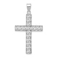 Sterling Silver Rhodium-plated CZ Latin Cross Pendant, 2.064 ct, 42 x 25 mm