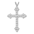 Sterling Silver Rhodium-plated CZ Cross Pendant, 42 x 27 mm