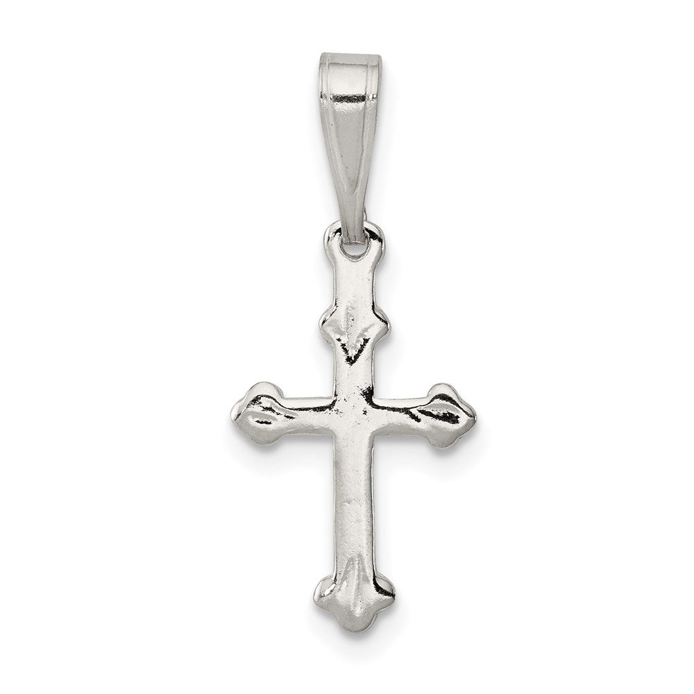 Sterling Silver Budded Cross Charm, 24 x 11 mm