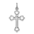 Sterling Silver Platinum-plated Budded Cross w/CZ Charm, 23 x 15 mm