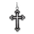 Sterling Silver Platinum-plated Enameled Cross Pendant, 30 x 18 mm