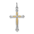 Sterling Silver Platinum-plated and Vermeil Cross Pendant, 26 x 16 mm