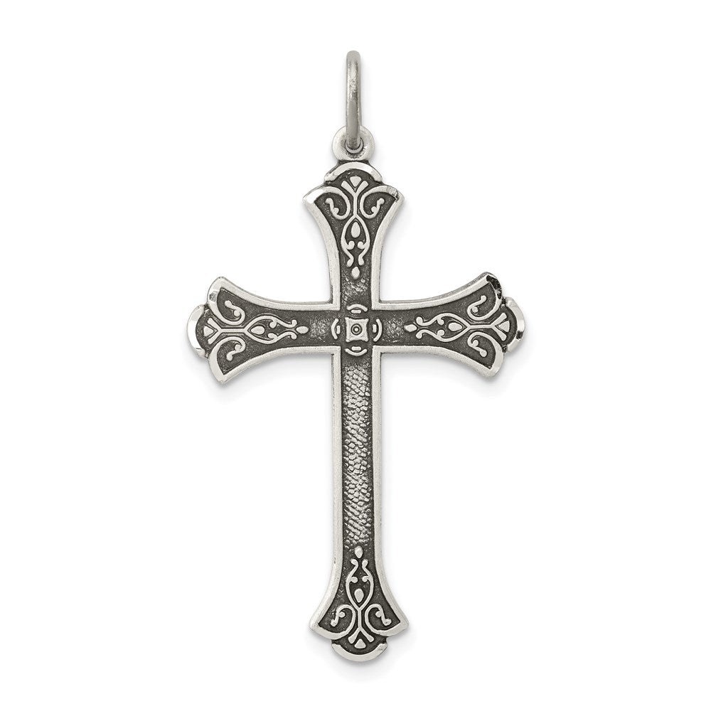 Sterling Silver Antiqued Cross Pendant, 35 x 22 mm, 1.35 g