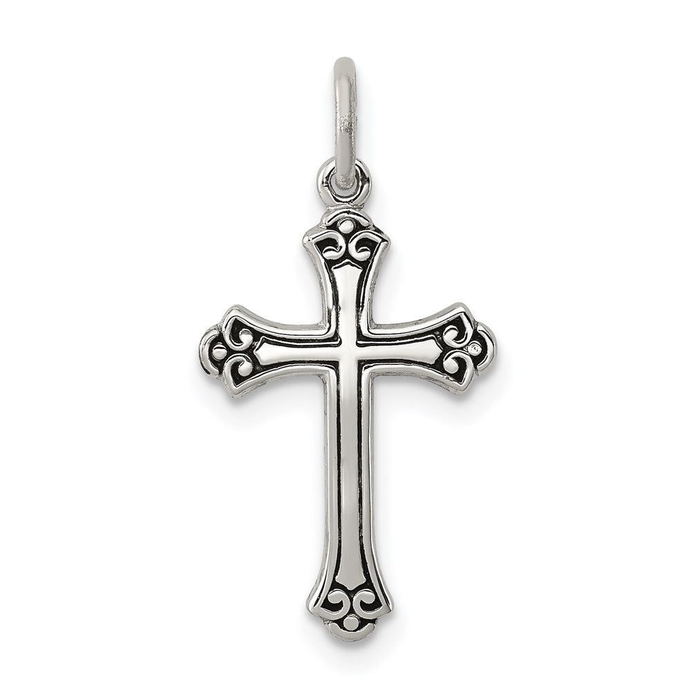 Sterling Silver Antiqued Cross Charm, 20 x 12 mm