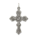 Sterling Silver Antiqued Cross Pendant, 37 x 25 mm