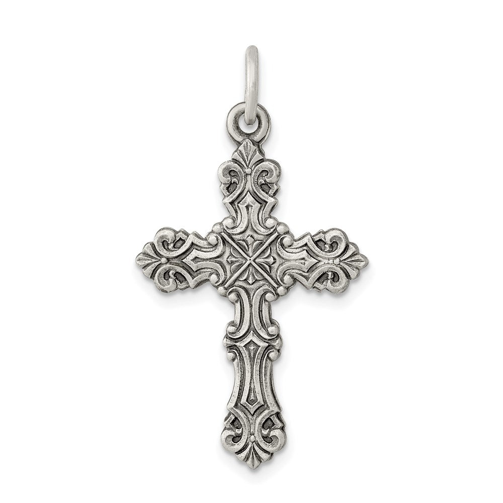 Sterling Silver Antiqued Cross Pendant, 31 x 20 mm