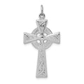 Sterling Silver Platinum-plated Celtic Cross Pendant, 32 x 18 mm
