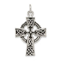 Sterling Silver Antiqued Celtic Cross Charm, 34 x 23 mm