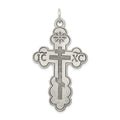 Sterling Silver Antiqued Eastern Orthodox Cross Charm, 45 x 26 mm