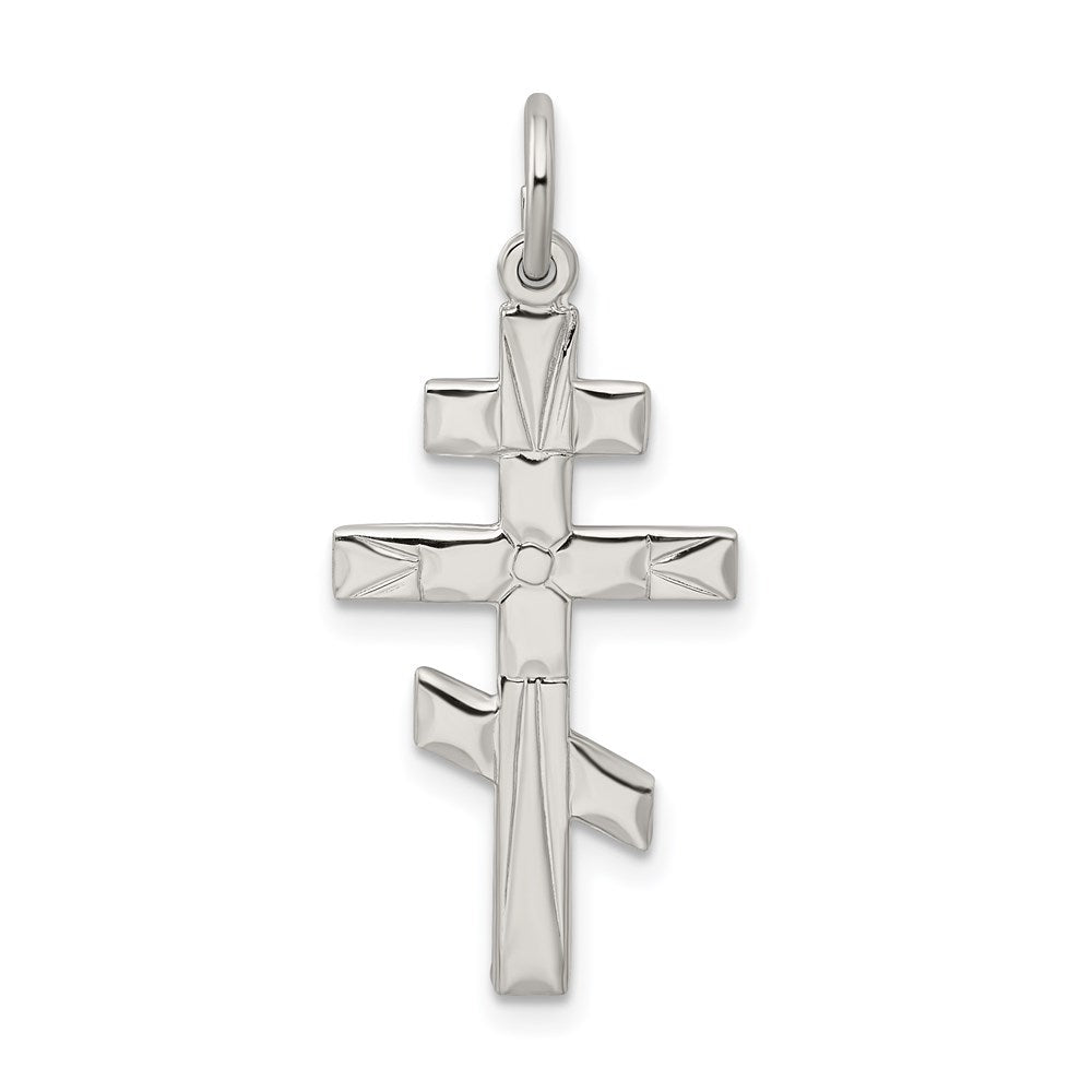 Sterling Silver Eastern Orthodox Cross Charm, 29 x 15 mm
