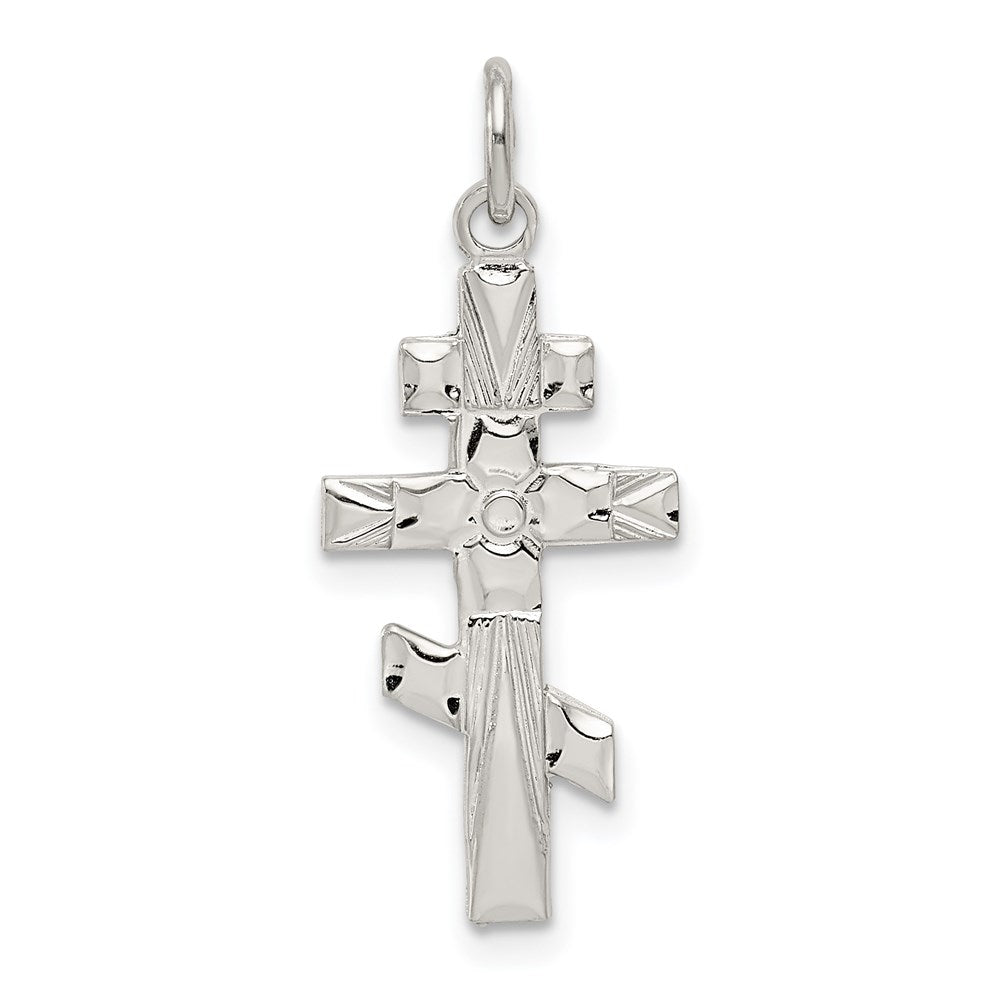 Sterling Silver Eastern Orthodox Cross Charm, 22 x 10 mm
