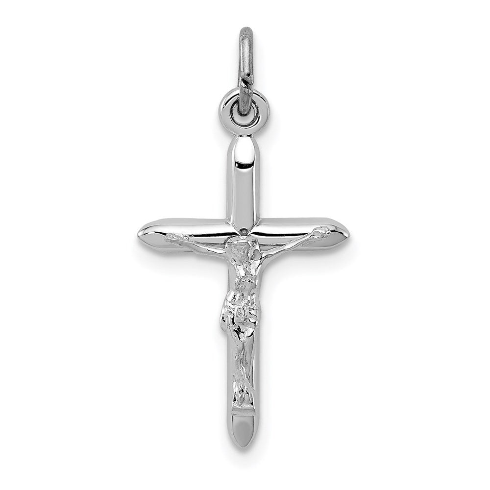 Sterling Silver Platinum-plated Passion Crucifix Charm, 25 x 12 mm