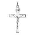 Sterling Silver Platinum-plated Crucifix Pendant, 46 x 25 mm
