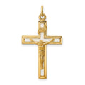 Sterling Silver Enamel w/Yellow Vermeil INRI Crucifix Charm, 31 x 17 mm