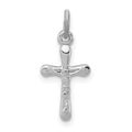 Sterling Silver Platinum-plated Crucifix Charm, 17 x 8 mm