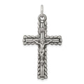 Sterling Silver Antiqued INRI Crucifix Pendant, 31 x 17 mm