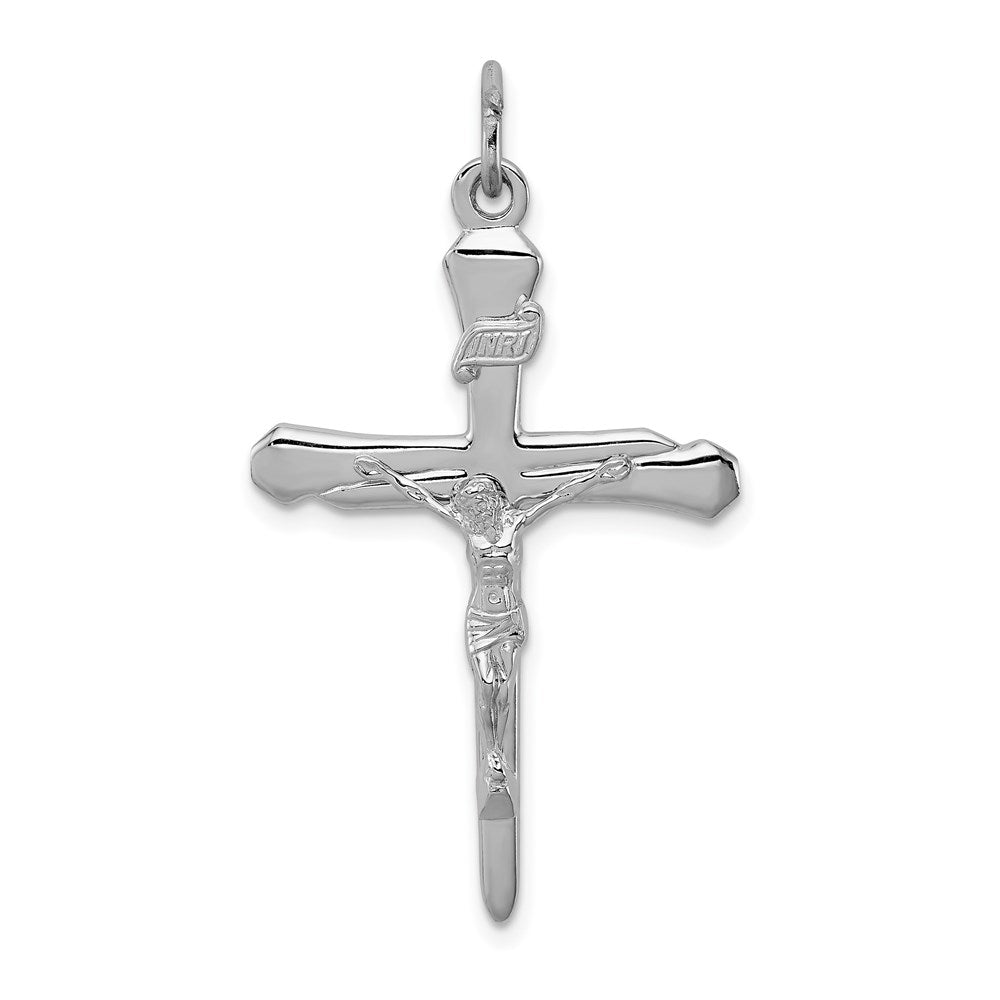 Sterling Silver Platinum-plated Crucifix Pendant, 38 x 22 mm