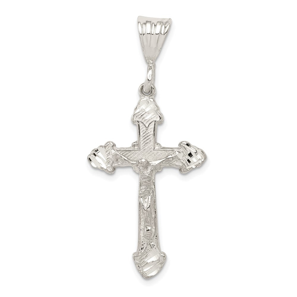 Sterling Silver Diamond-Cut Crucifix Pendant, 43 x 20 mm