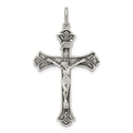 Sterling Silver Antiqued INRI Crucifix Pendant, 38 x 22 mm