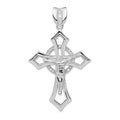Sterling Silver Rhodium-plated CZ Crucifix Pendant, 38 x 18 mm