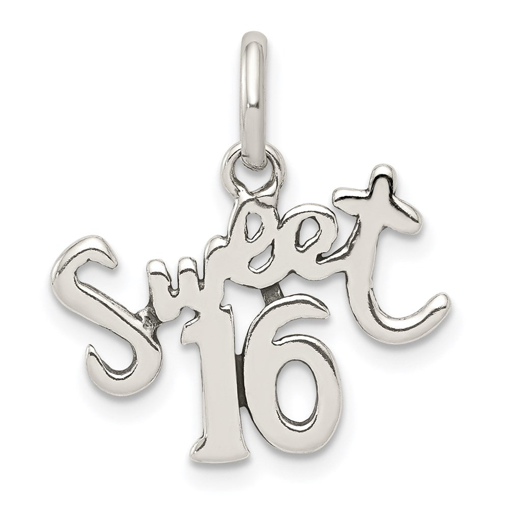Sterling Silver Sweet 16 Charm, 19 x 18 mm