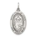 Sterling Silver Antiqued Sacred Heart of Jesus Medal, 26 x 14 mm