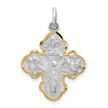 Sterling Silver Platinum-plated & Vermeil 4-way Medal, 25 x 18 mm