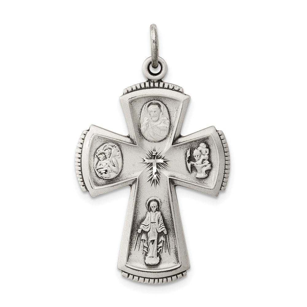 Sterling Silver Antiqued Cross Pendant, 35 x 22 mm, 3.6 g