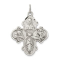 Sterling Silver Antiqued 4-way Medal, 35 x 25 mm