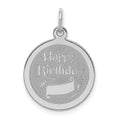 Sterling Silver Rhodium-plated Happy Birthday Disc Charm, 23 x 16 mm