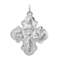 Sterling Silver Platinum-plated Satin 4-way Medal, 36 x 35 mm