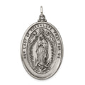 Sterling Silver Antiqued Our Lady of Guadalupe Medal, 24 x 13 mm, 9.08 g