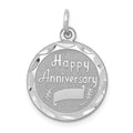 Sterling Silver Rhodium-plated Happy Anniversary Disc Charm, 23 x 16 mm, 0.9 g