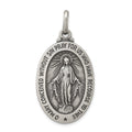 Sterling Silver Antiqued Miraculous Medal, 40 x 30 mm