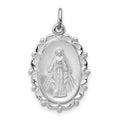 Sterling Silver Platinum-plated Miraculous Medal, 25 x 13 mm