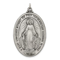 Sterling Silver Antiqued Miraculous Medal, 42 x 25 mm